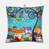 Housse de coussin dessin féérique d\'une ville enchantée 9