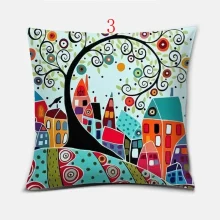 Housse de coussin dessin féérique d\’une ville enchantée Housse de coussin dessin féérique d\'une ville enchantée 4