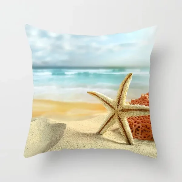 Housse de coussin nature ananas et plage de sable fin Housse de coussin nature ananas et plage de sable fin