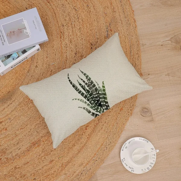 Housse de coussin nature plante grasse et feuille tropicale Housse de coussin nature plante grasse et feuille tropicale 5