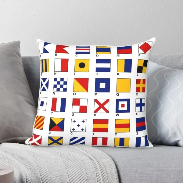 Housse de coussin mosaïque et alphabet des drapeaux du monde 1