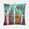 Housse de coussin dessin féérique d\'une ville enchantée 5