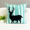 Housse de coussin nordique scandinave cerf turquoise et ligne géométrique 16