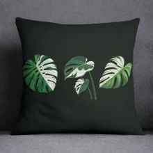 Housse de coussin nature tropicale feuilles verte et fond blanc noir vert Housse de coussin nature tropicale feuilles verte et fond blanc noir vert