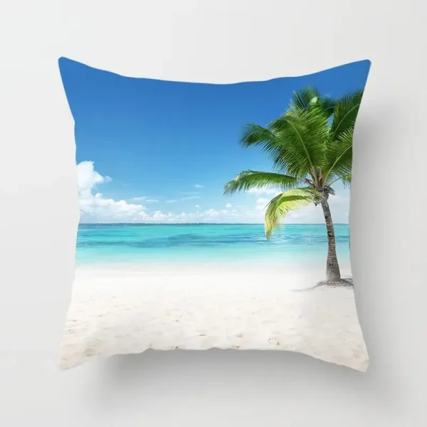 Housse de coussin nature ananas et plage de sable fin Housse de coussin nature ananas et plage de sable fin