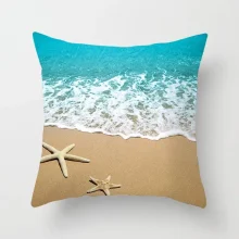 Housse de coussin nature ananas et plage de sable fin Housse de coussin nature ananas et plage de sable fin