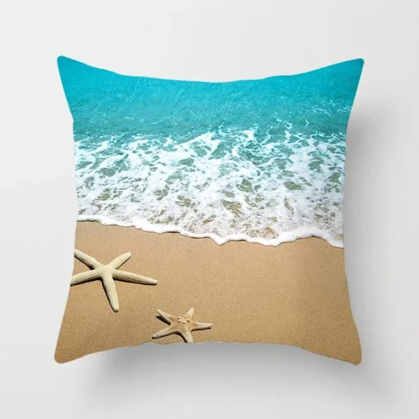 Housse de coussin nature ananas et plage de sable fin Housse de coussin nature ananas et plage de sable fin