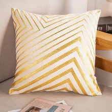 Housse de coussin en velours rayure et géométrie doré Housse de coussin en velours rayure et géométrie doré