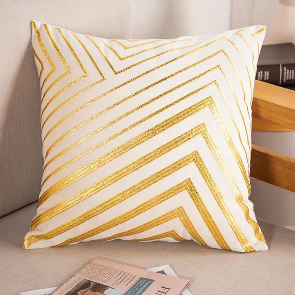 Housse de coussin en velours rayure et géométrie doré Housse de coussin en velours rayure et géométrie doré