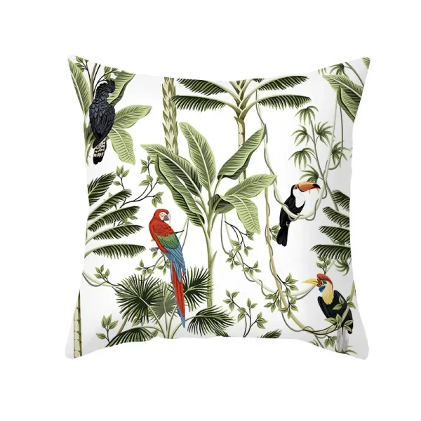 Housse de coussin nature animaux de la savane palmiers et feuillage exotique Housse de coussin nature animaux de la savane palmiers et feuillage exotique 2