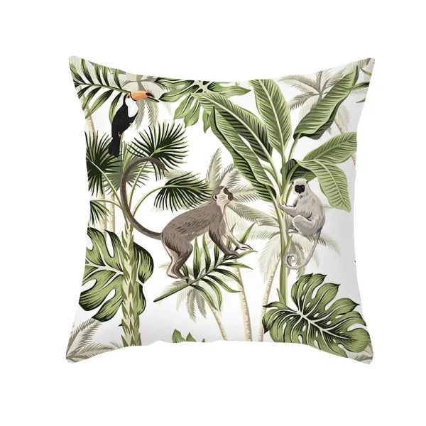 Housse de coussin nature animaux de la savane palmiers et feuillage exotique Housse de coussin nature animaux de la savane palmiers et feuillage exotique 3