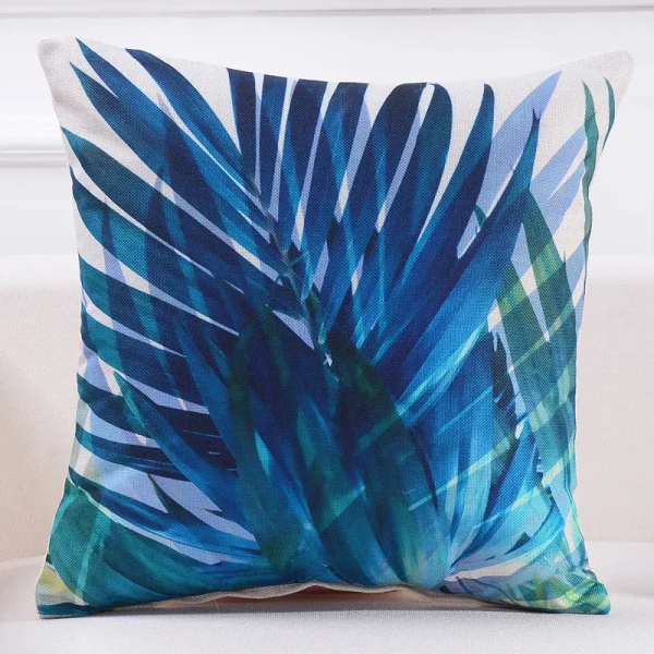 Housse de coussin nature tropicale bleu Housse de coussin nature tropicale bleu