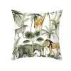 Housse de coussin nature animaux de la savane palmiers et feuillage exotique 7