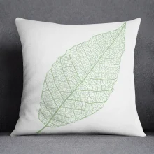 Housse de coussin nature tropicale feuilles verte et fond blanc noir vert