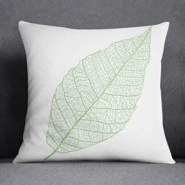 Housse de coussin nature tropicale feuilles verte et fond blanc noir vert Housse de coussin nature tropicale feuilles verte et fond blanc noir vert