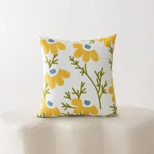 Housse de coussin broderie tulipes tournesol et fleurs des champs 3