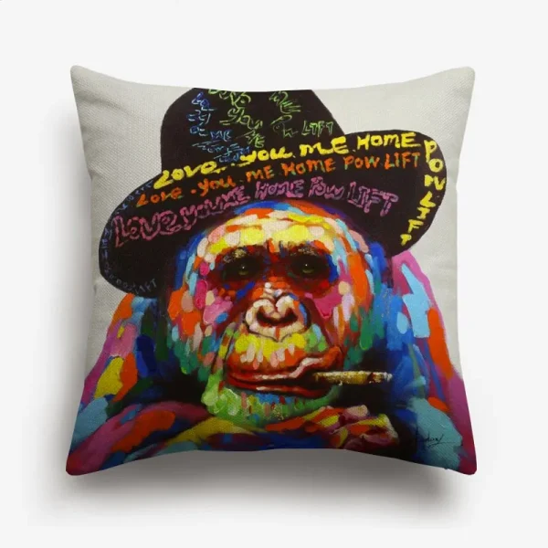 Housse de coussin moderne pop art gorille graphique