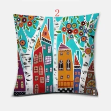 Housse de coussin dessin féérique d\’une ville enchantée Housse de coussin dessin féérique d\'une ville enchantée 3