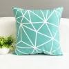 Housse de coussin nordique scandinave cerf turquoise et ligne géométrique 17