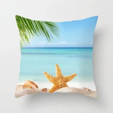 Housse de coussin nature ananas et plage de sable fin Housse de coussin nature ananas et plage de sable fin