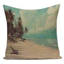 Housse de coussin retro tropicale plage de surf et cocotier Housse de coussin retro tropicale plage de surf et cocotier