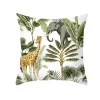 Housse de coussin nature animaux de la savane palmiers et feuillage exotique 12