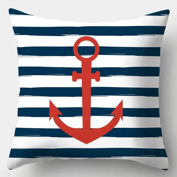 Housse de coussin marin ancre marine baleine et gouvernail 6