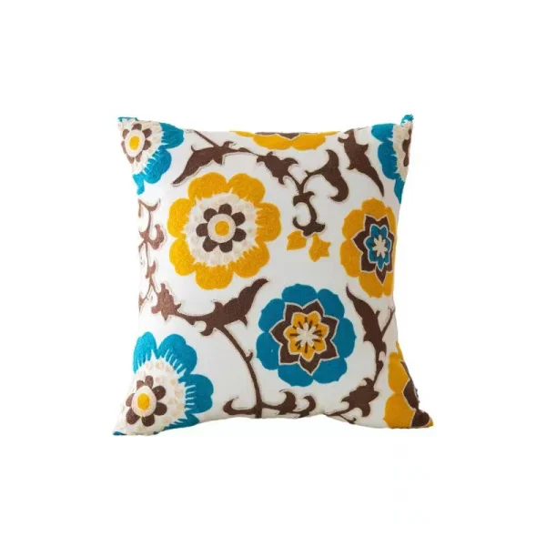 Housse de coussin broderie tulipes tournesol et fleurs des champs 6