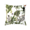 Housse de coussin nature animaux de la savane palmiers et feuillage exotique 11