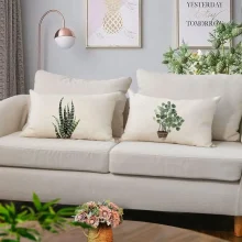 Housse de coussin nature plante grasse et feuille tropicale Housse de coussin nature plante grasse et feuille tropicale 3