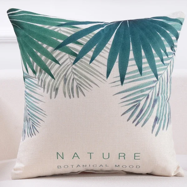 Housse de coussin nature tropicale bleu