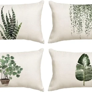 Housse de coussin nature plante grasse et feuille tropicale Housse de coussin nature plante grasse et feuille tropicale 1