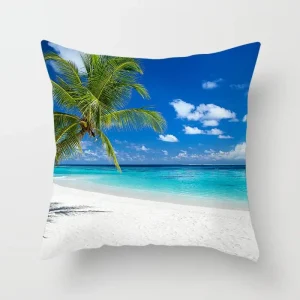 Housse de coussin nature ananas et plage de sable fin Housse de coussin nature ananas et plage de sable fin