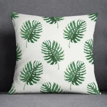 Housse de coussin nature tropicale feuilles verte et fond blanc noir vert Housse de coussin nature tropicale feuilles verte et fond blanc noir vert