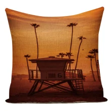 Housse de coussin retro tropicale plage de surf et cocotier Housse de coussin retro tropicale plage de surf et cocotier