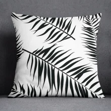 Housse de coussin nature tropicale feuilles verte et fond blanc noir vert Housse de coussin nature tropicale feuilles verte et fond blanc noir vert