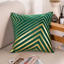 Housse de coussin en velours rayure et géométrie doré Housse de coussin en velours rayure et géométrie doré 6