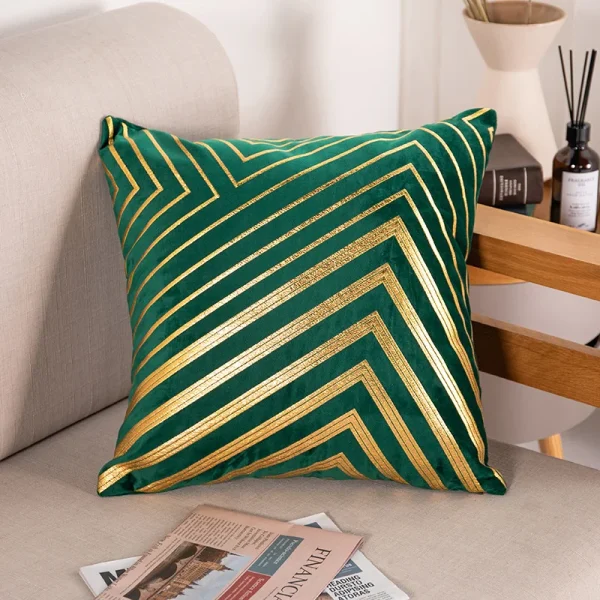 Housse de coussin en velours rayure et géométrie doré Housse de coussin en velours rayure et géométrie doré 6