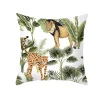 Housse de coussin nature animaux de la savane palmiers et feuillage exotique 9