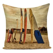 Housse de coussin retro tropicale plage de surf et cocotier Housse de coussin retro tropicale plage de surf et cocotier