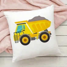 Housse de coussin enfant bus et camion de chantier Juste de coussin personnalisée avec nom pour enfants, camion de pompier, taie d'oreiller anti-poussière, décoration de chambre d'enfant, cadeau d'anniversaire, 45x45cm 2