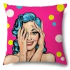 Housse de coussin style pop art avec onomatopée WOW colorée 16