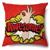 Housse de coussin style pop art avec onomatopée WOW colorée 29