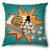 Housse de coussin style pop art avec onomatopée WOW colorée 7