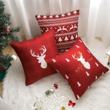Housse de coussin Noël mosaïque de cerf et père noel Housse de coussin Noël mosaïque de cerf et père noel 4