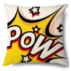 Housse de coussin style pop art avec onomatopée WOW colorée 2