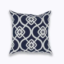 Housse de coussin broderie bleu marine mosaïque géométriques blancs Housse de coussin broderie bleu marine mosaïque géométriques blancs 3