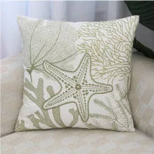 Housse de coussin marin étoile de mer brodée au milieu du corail Housse de coussin marin étoile de mer brodée au milieu du corail 5