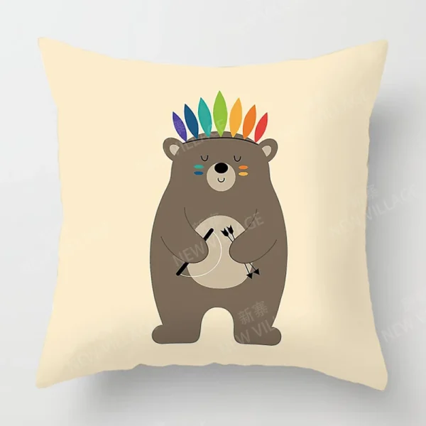 Housse de coussin animaux colorés pour un décor joyeux et animé Housse de coussin animaux colorés pour un décor joyeux et animé 4