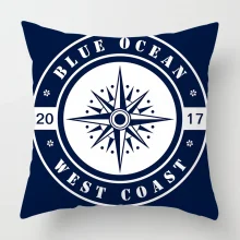 Housse de coussin marin bateau bleu ancre et gouvernail Housse de coussin marin bateau bleu ancre et gouvernail